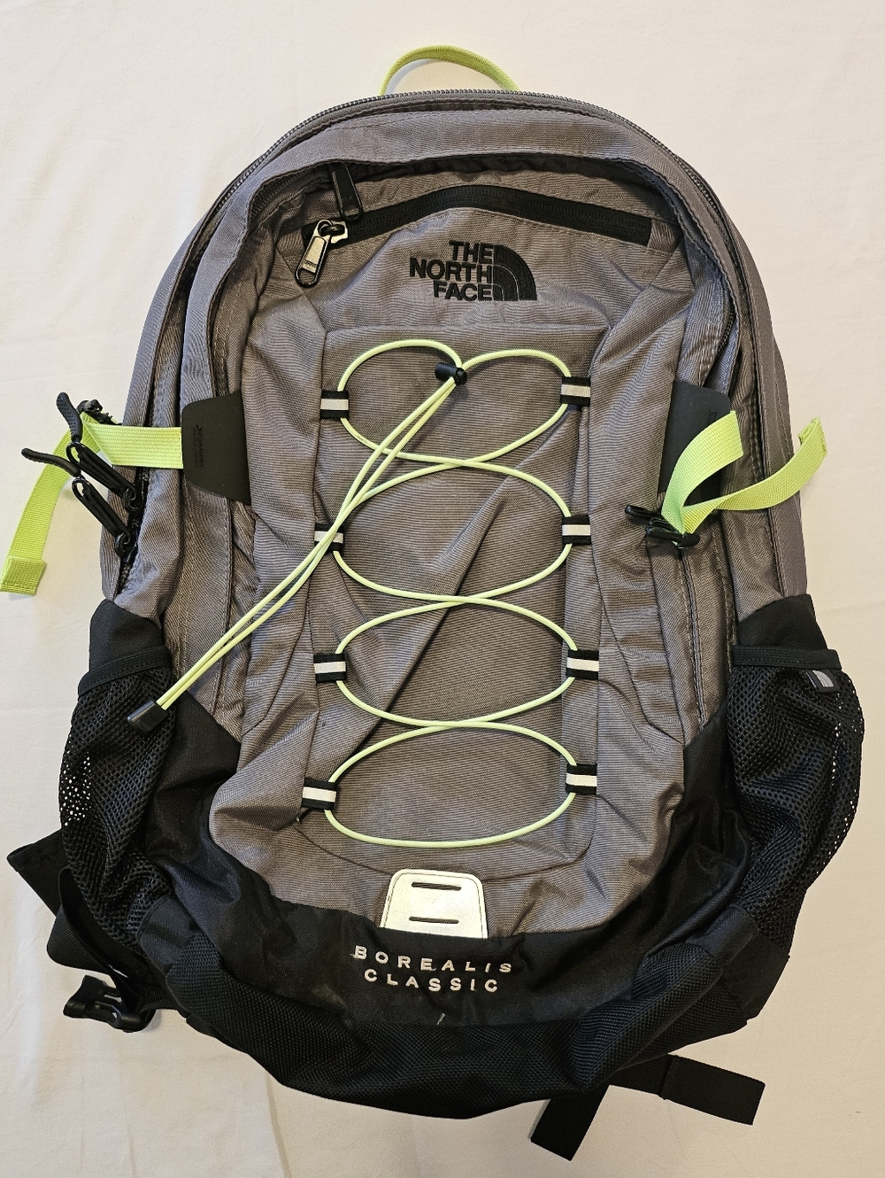 The North Face Borealis Classic Hiking Backpack Gray Black Neon Yellow